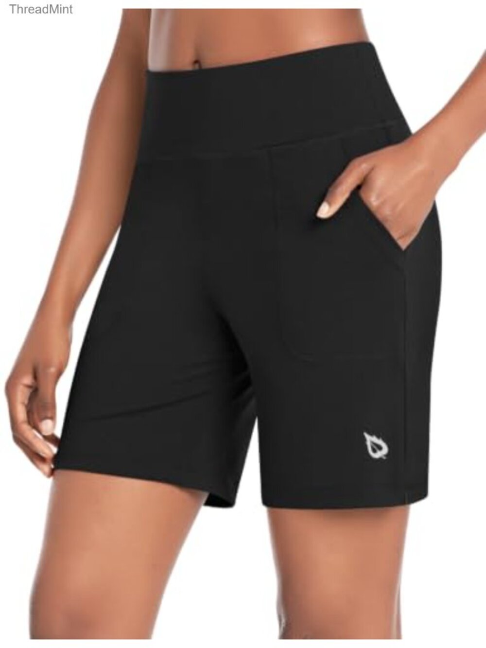 Women's 7" Bermuda Athletic Shorts High Waist 3 Pockets Running Yoga